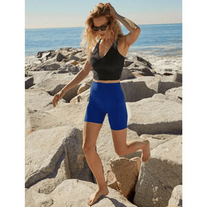 Beyond Yoga Keep Pace 5" Biker Short Court Blue Heather Size Small